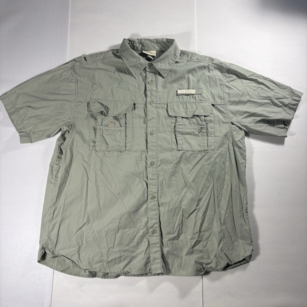 Field & Stream Mens XL Beige Vented Fishing Shirt Utility Outdoor Hiking